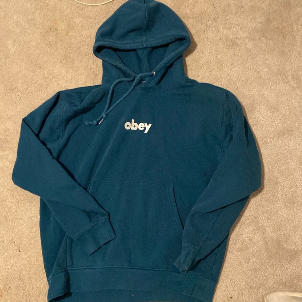 Obey hoodie, dark green medium